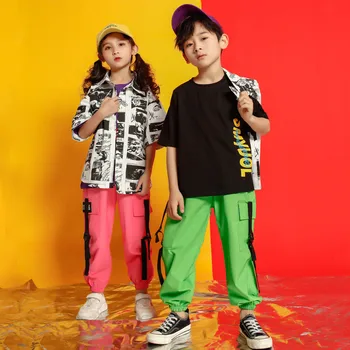 

Tracksuit girl 4 6 8 10 12 14 16 Years hip hop tshirt kids dance costume kids jazz summer clothes for girls costume kids
