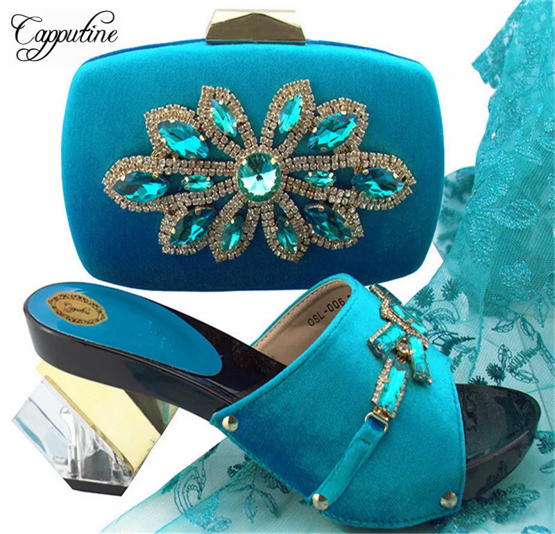 

2018 New Fashion Elegant Women Shoes And Bag Set For Party Dress Summer Style High Heel Shoes And Bag Set 8Colors On Stock SL006