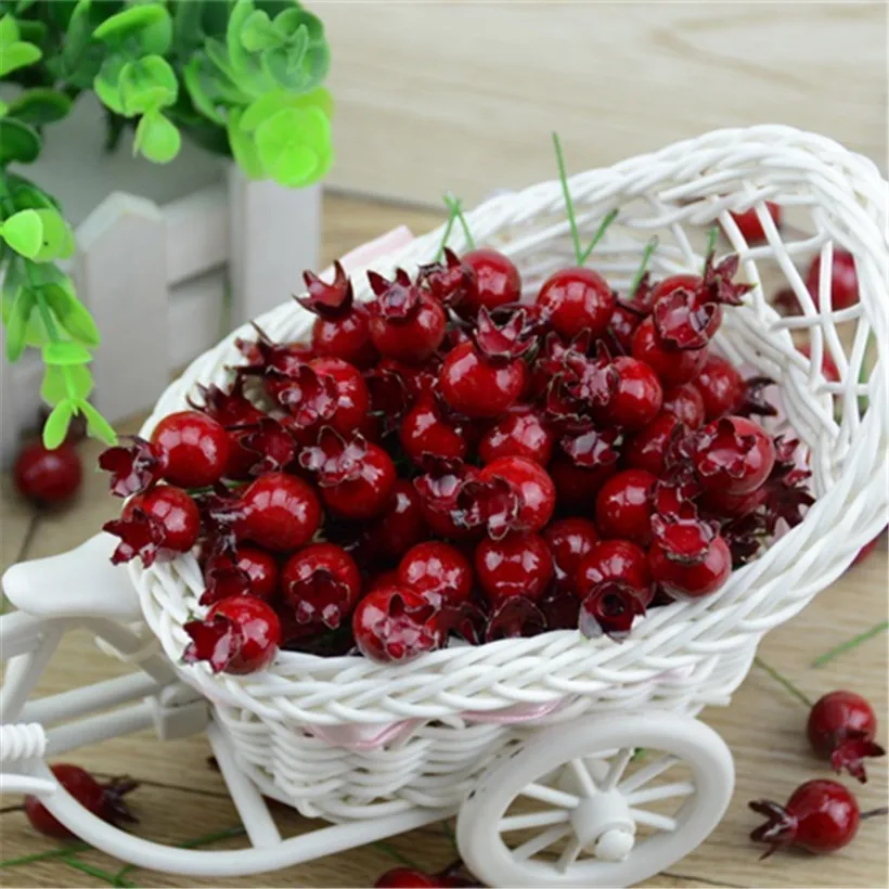 20 Pcs Mini Artificial Plastic Pomegranate Fruit Vegetable Small Cherry Bouquet Stamen Wedding Home Christmas Flower Decorative artificial plants artificial flowers artificial fruits and vegetables