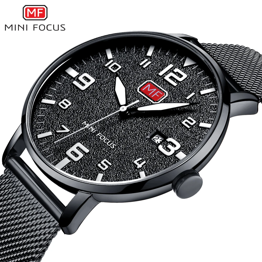 

MINI FOCUS Men Watch Brand Luxury Stainless Steel Ultra Thin Men's Quartz Sports Watches Male Black Slim Clock relogio masculino