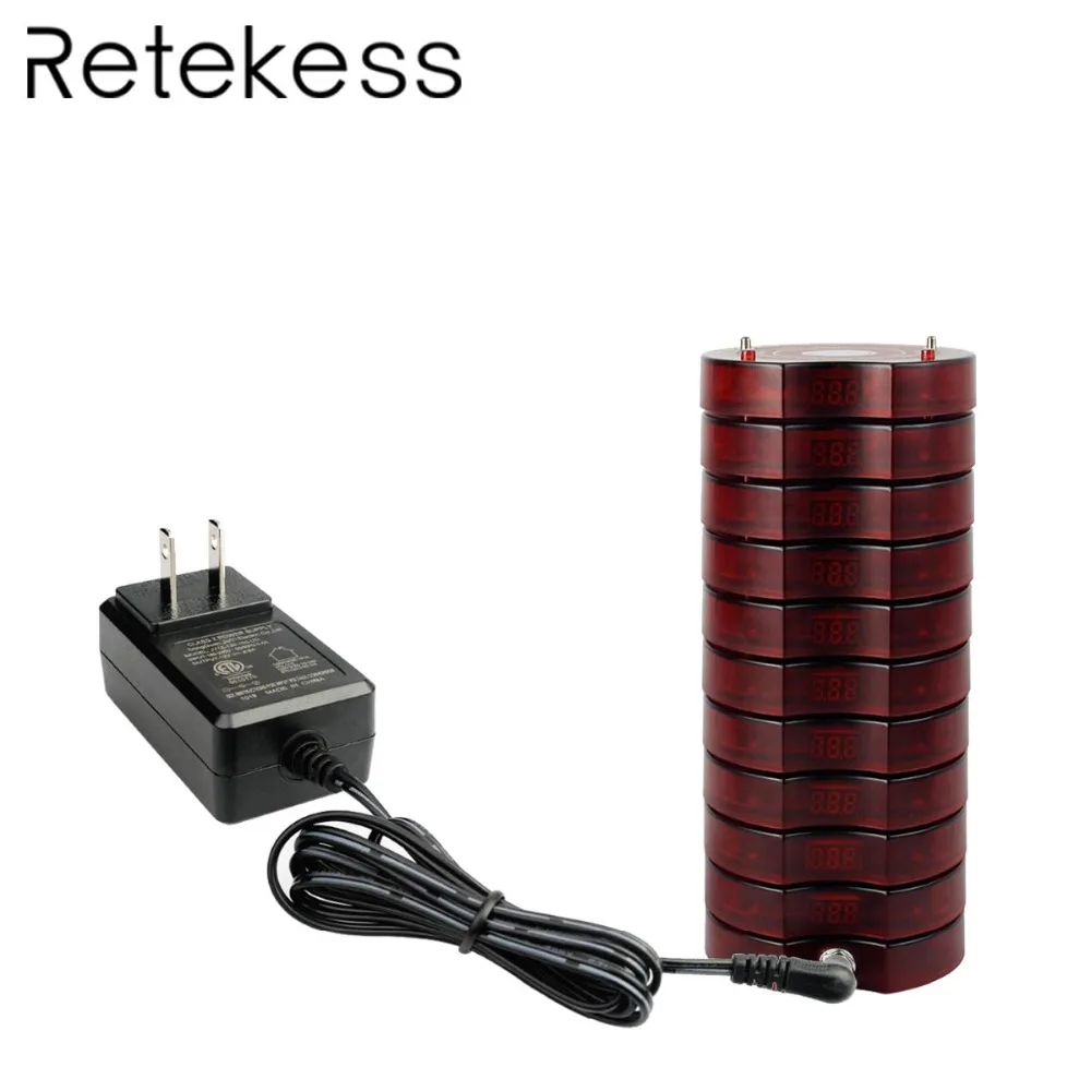 RETEKESS 10 шт. приемник пейджер+ 1 шт. Зарядная база для ресторана пейджер Беспроводная система подкачки очереди вызова 999 канал