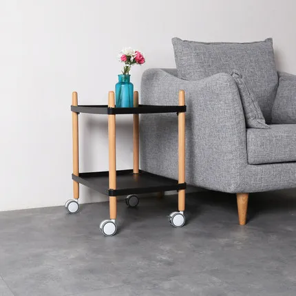 Dining car solid wooden cart coffee table dining car with pulley living room furniture, dining room furniture computer desk