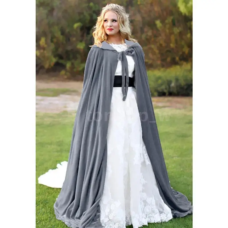 Adult Kids Halloween Party Costume Vampire Witch Velvet Cape Hooded Cloak G3G6