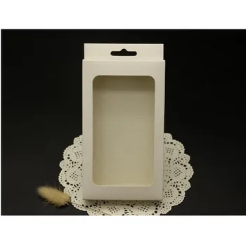 

15.6*9*2cm Blank white paper boxes with clear PVC window,clear window card packaging gift box