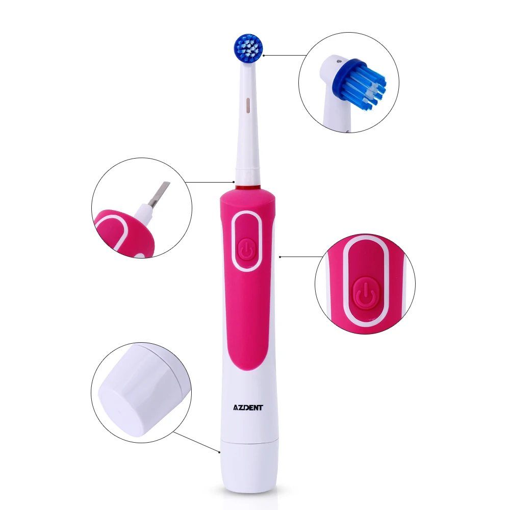AZ-2 Pro Rotating Electric Toothbrush with 4 Replacement Heads Battery Type No Rechargeable Tooth Brush Teeth Whitening Adults AZ-2 Pro Rotating Electric Toothbrush with 4 Replacement Heads Battery Type No Rechargeable Tooth Brush Teeth Whitening Adults
