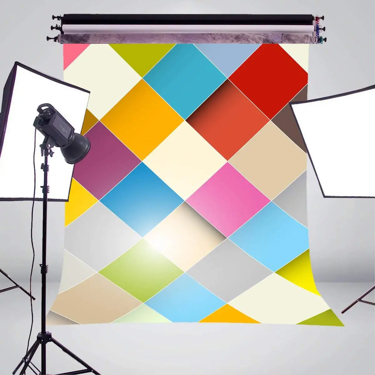 5X7 футов красочные квадраты фотофоны дети фотостудия фон для детской фотосъемки