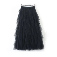 Для женщин Новинка весны коротка газовая пышная Женская юбка Тюль ассиметричный, с высокой талией юбка феи