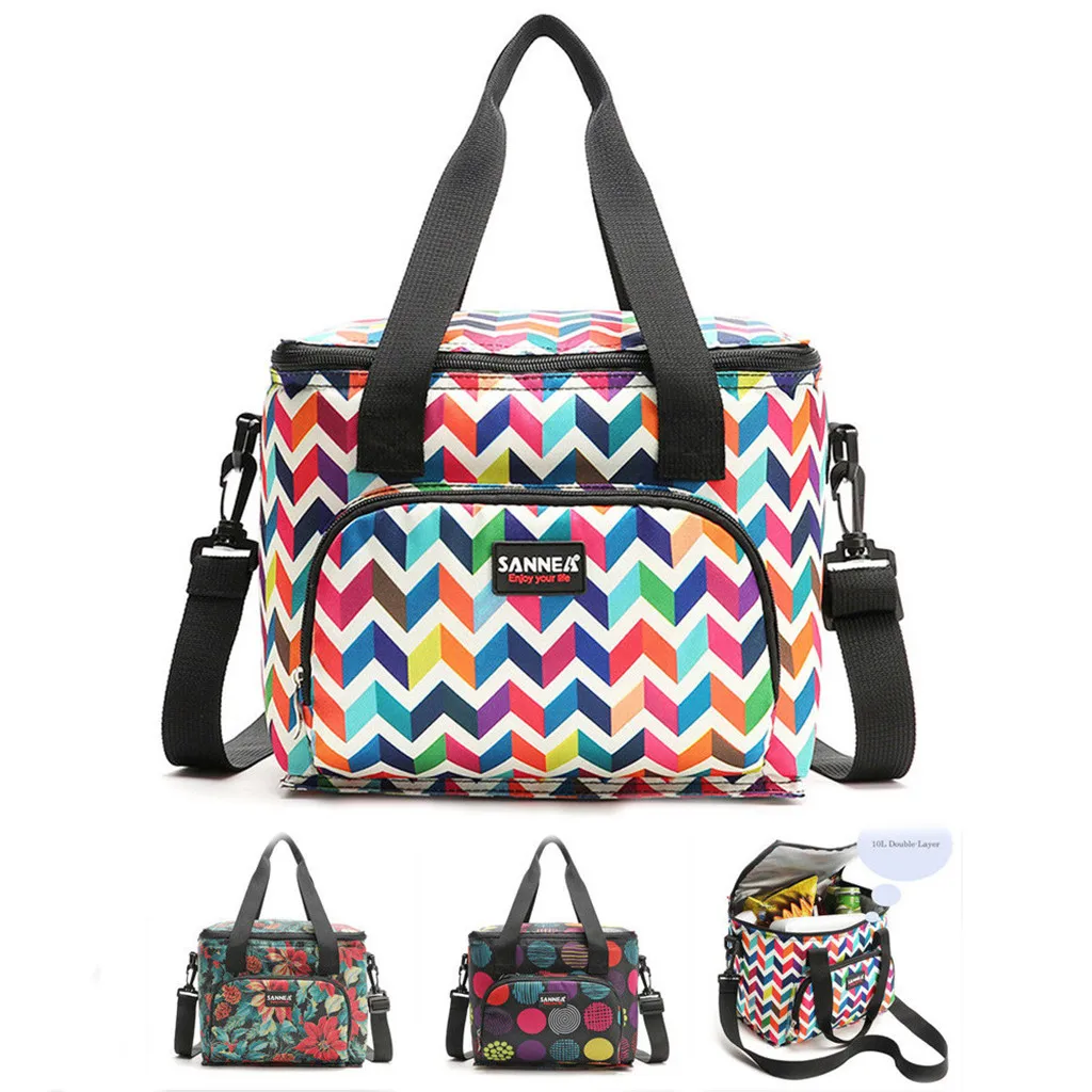 

ISHOWTIENDA Storage Bag Insulated Cooler Lunch Bag Camping Picnic Box Shoulder Thermal Double Layer 10L Organizer Bag Case