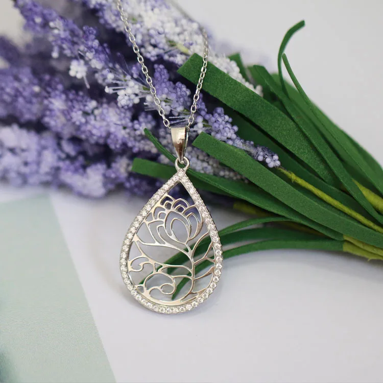 Fashion Lily Flower 925 Sterling Silver Hollow Pendantin Pendants from Jewelry & Accessories on