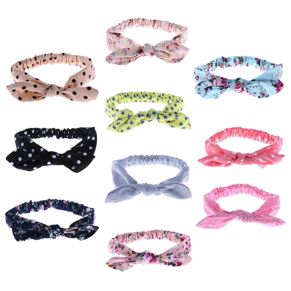 

Hot 1Pcs Lovely Girls Hair Accessories Kids Bow Hairband Turban Knot Rabbit Ear Headband Print Dot Headwear Hairband