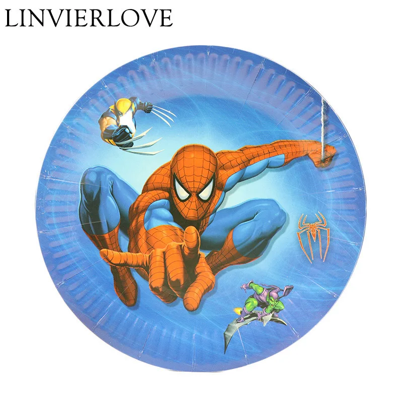 

10pcs/set 7inch Spiderman Paper Plates For Kids Boys Birthday Party Supplies Decor Cake Dish Disposable Plate Baby Shower Favors