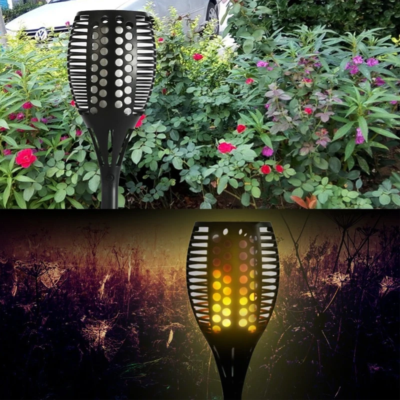 Chiclits Solar LED Flame Lamp Waterproof Flame Lighting 96LED Lights Flame Effect Light Outdoor Fire Light Garden Decoration  (23)