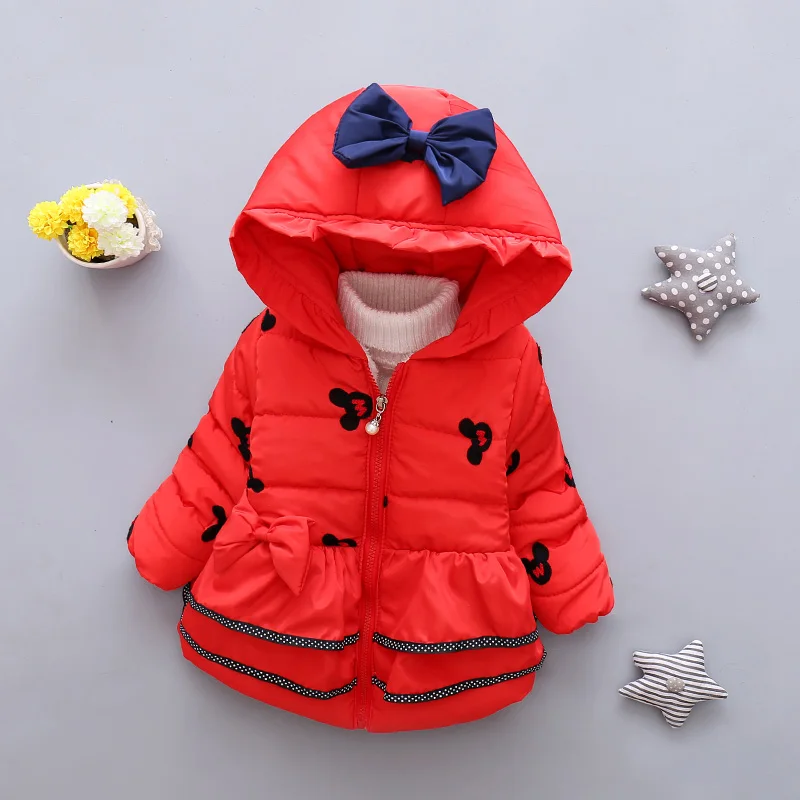 Пальто и куртка для маленьких девочек; коллекция года; сезон осень-зима; куртки для маленьких девочек; детская теплая верхняя одежда; пальто для малышей; Одежда для новорожденных - Цвет: Красный