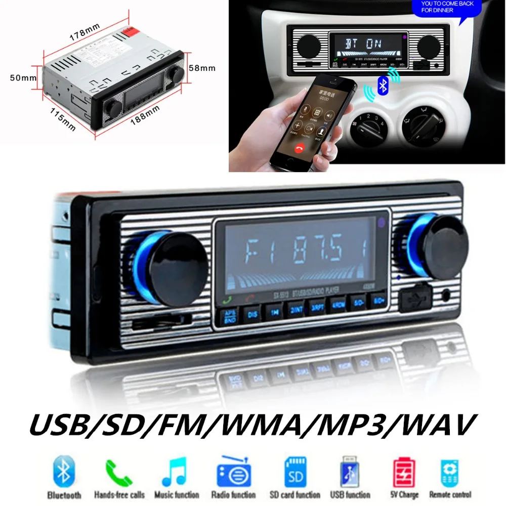 

Intelligent Bluetooth 4-CH Output Car In-dash MP3 Digital Stereo Radio Player FM USB SD AUX 3.5mm Audio with Remote Control