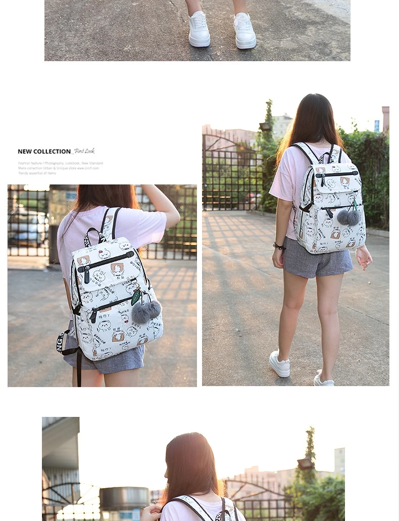 Fengdong, женские милые рюкзаки с принтом для девочек-подростков, школьные сумки, черный USB рюкзак, дорожные сумки, женская модная сумка для ноутбука