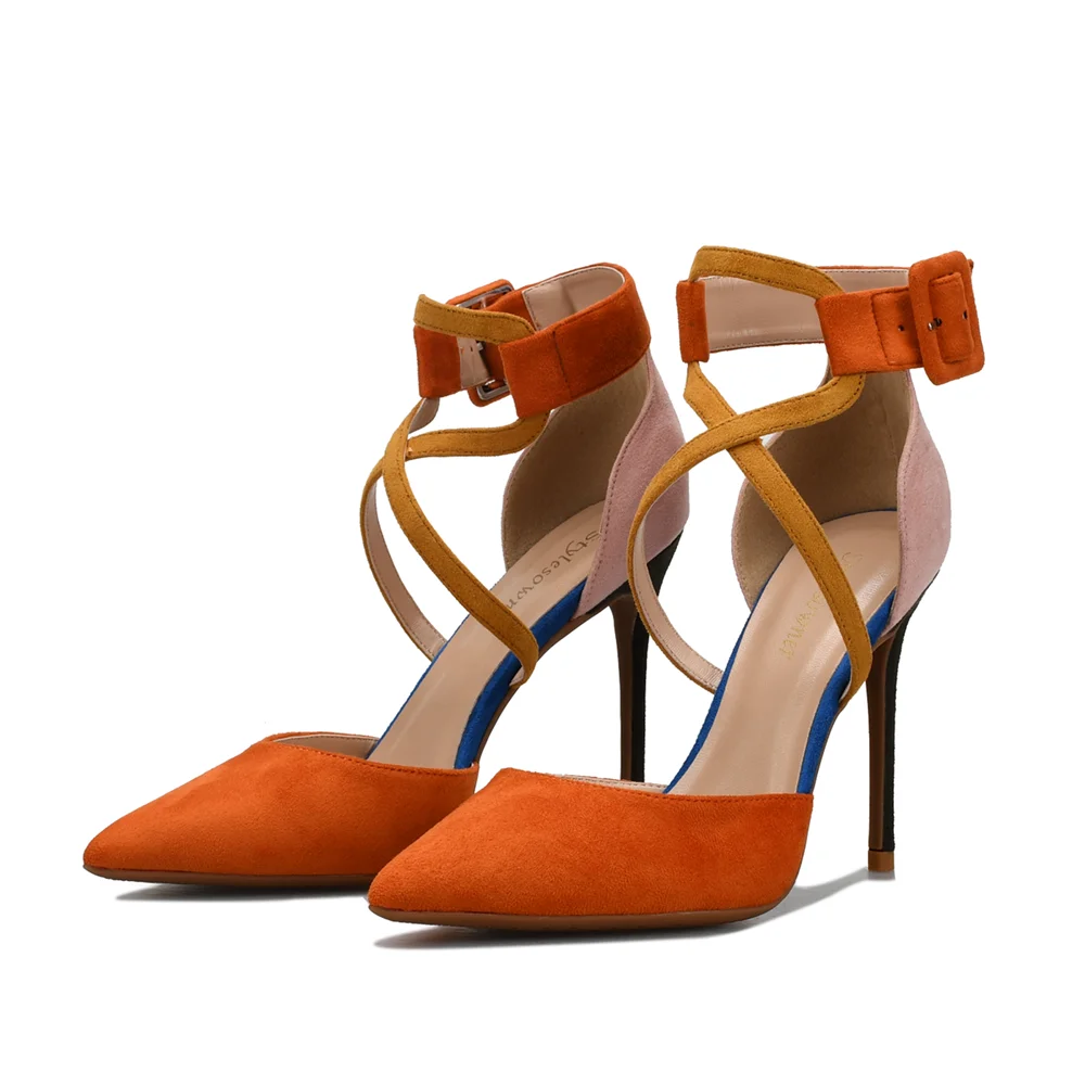 Stylesowner Женская обувь, смешанные цвета туфли-лодочки с острым носком из искусственной замши Туфли под платье обувь на высоком каблуке
