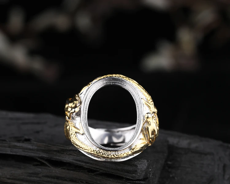 Стерлинговое Серебро, позолота, пустая, с воском, бирюза, мужское кольцо 16*21 мм