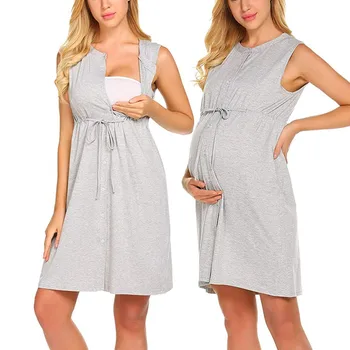 

Women Pregnancy Dress Sleeveless Delivery Nursing Baby Nightdress Breastfeeding Dresses 2019 Maternity Gown Vestido Lactancia