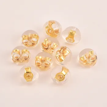 

10pcs 925 Silver Plated Gold Silica Gel Earring Back Stoppers Ear Post Nuts Jewelry Findings Components DIY Parts Ear Plugging