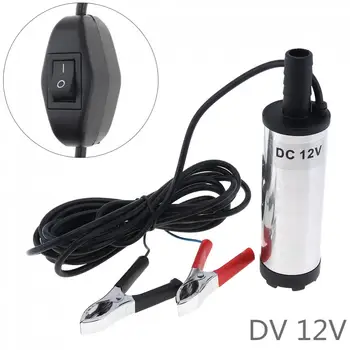 

DC 12V 38MM Silver Aluminium Alloy Auto Car Electric Submersible Pump Fuel Water Oil Barrel Pump with 2 Alligator Clips