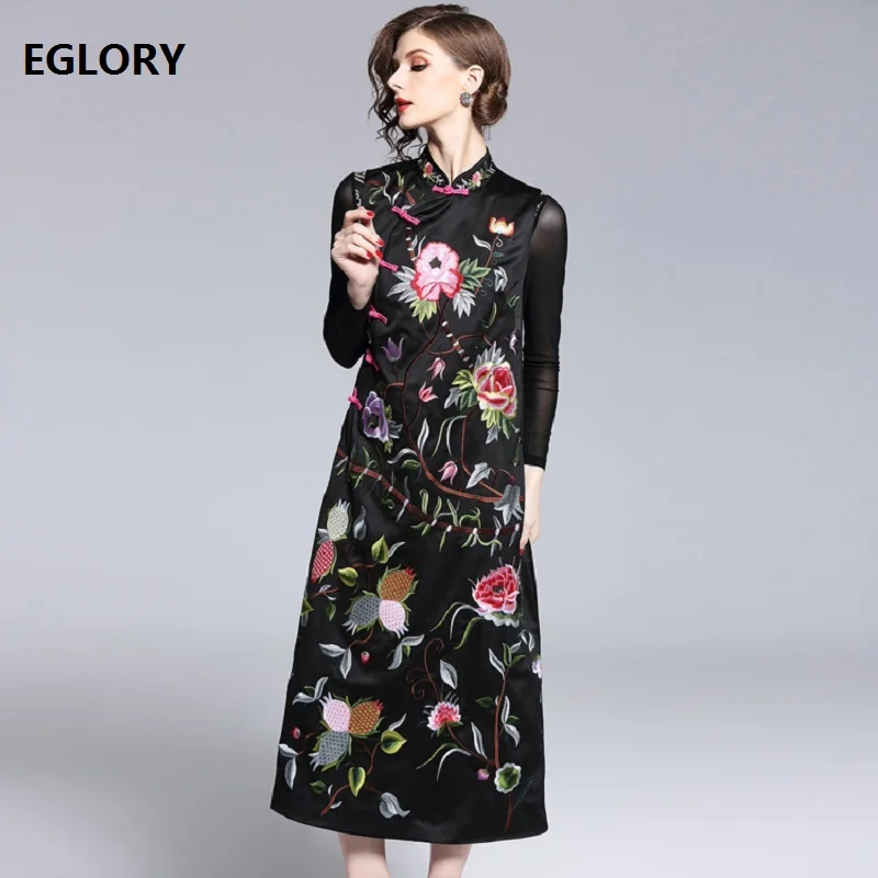 Новое Брендовое китайское платье Qipao коллекция весна лето 2019 женское средней