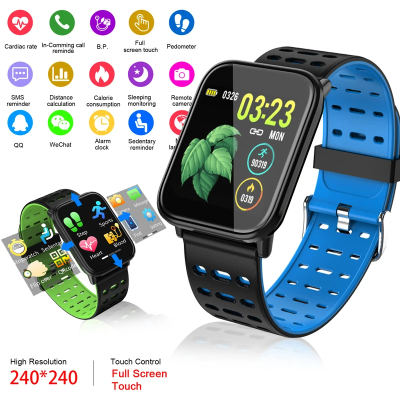 

BANGWEI New LED Full Screen Touch Smart Watch Men Women Blood Pressure Heart Rate Monitor Sport Activity Tracker Smart Watch