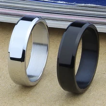 1 Pcs Anel de Homens De Titânio Preto Liso Duplo Bisel Alto Brilho Homens e Mulheres Anel de Casamento Anel de Prata e Preto