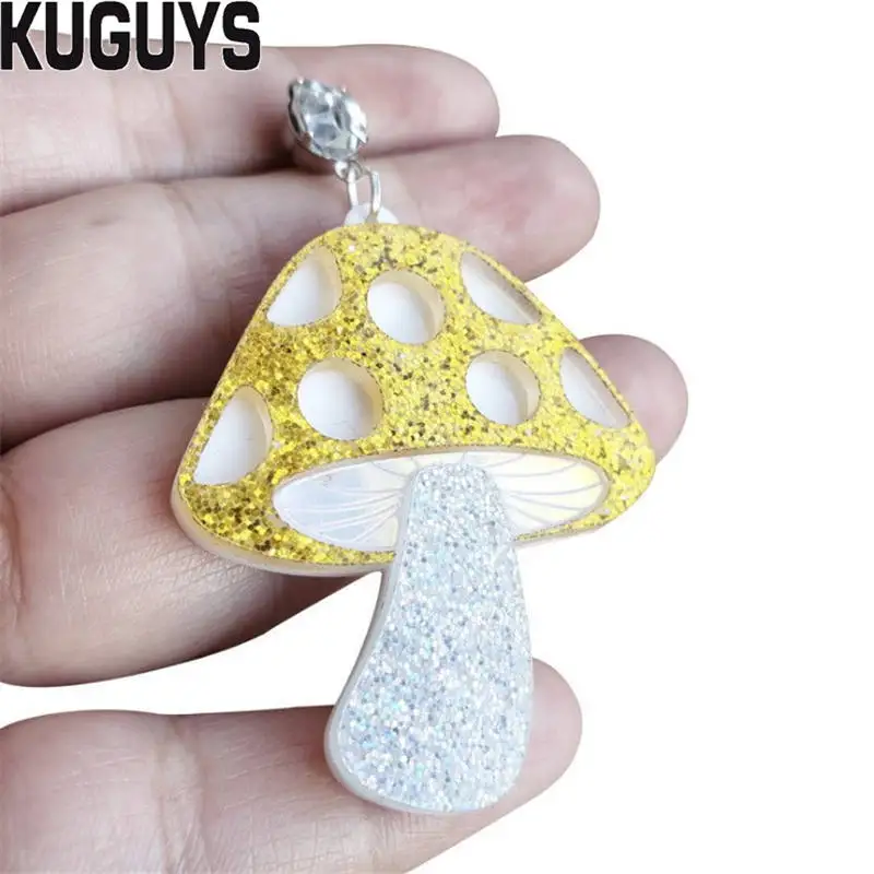 KUGUYS Fashion Jewelry Glitter Mushroom Drop Earrings for Women Acrylic Trendy Accessories Gift - Image 6