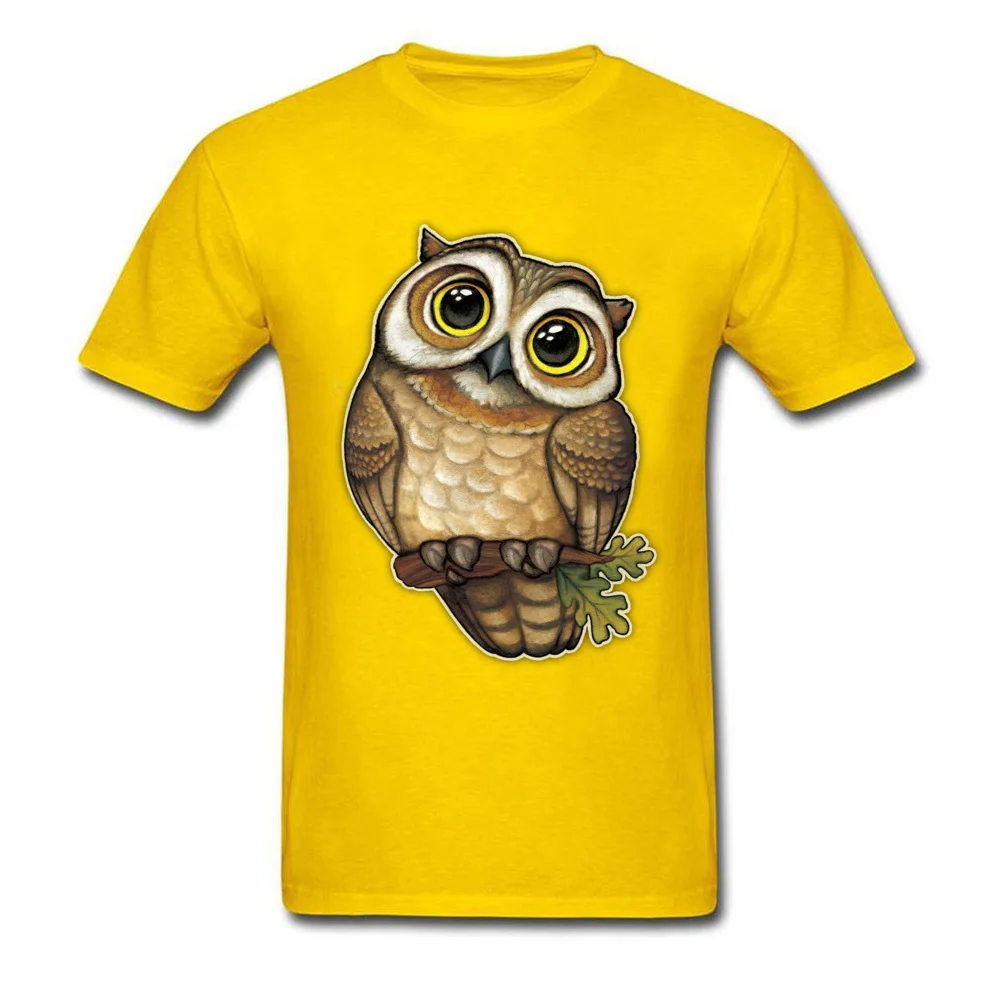 Golden Owl High Quality Men T Shirt Round Neck Short Sleeve 100% Cotton Fabric Tops Shirt Funny Tops T Shirt Drop Shipping Golden Owl yellow