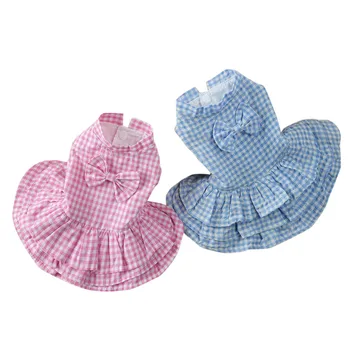 

XS/S/M/L/XL Plaid Dog Dress Cute Sweet Pet Puppy Apparel Clothes Short Skirt Polyester Unisex #02