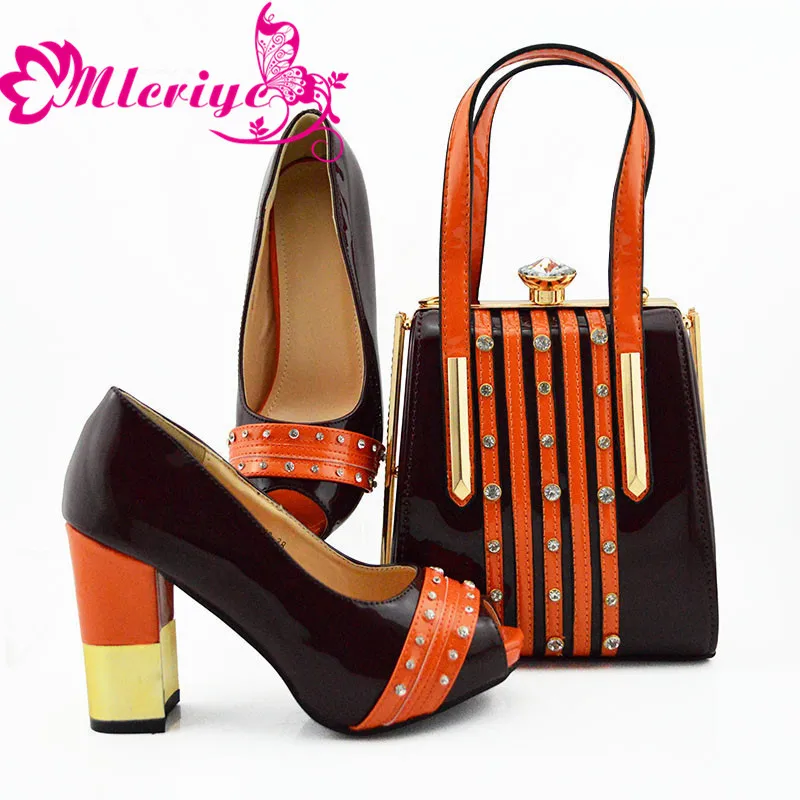 

Summer New Design Elegant Khaki Color Shoes And Bag To Match Set African Ladies Comfortable Heels for Royal Wedding Party