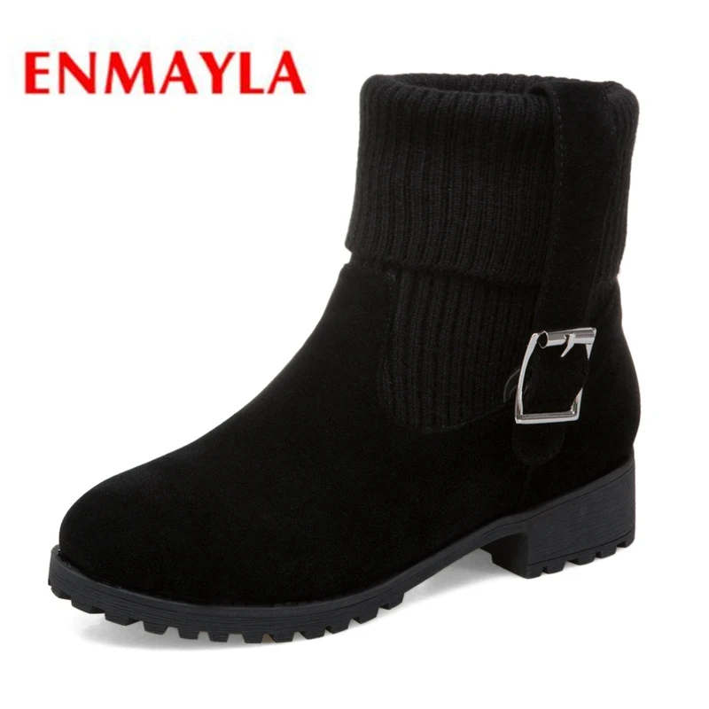

ENMAYLA Basic Round Toe Womens Boots Slip-On Ankle Boots for Women Botas Mujer Womens Shoes Size 34-43 LY234