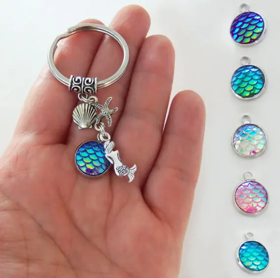 

Seahorse keychain with mermaid scales, sea horse keychain, seahorse keyring, sea horse keyring, mermaid keychain for woman