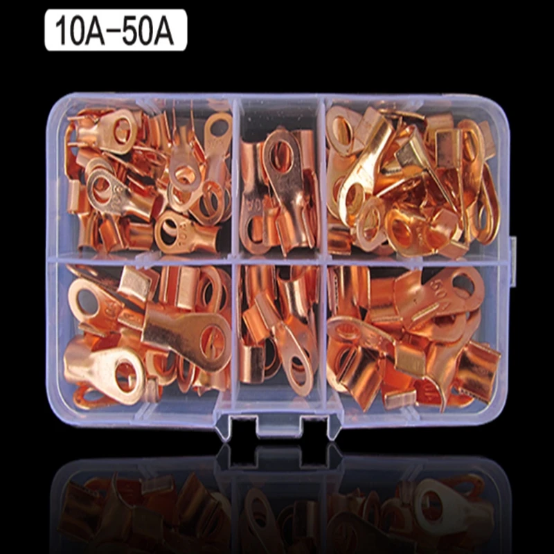 70pcs opening nose copper wire ear terminal cable connector wiring 10A-50A | Обустройство дома