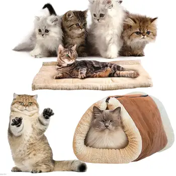 

New Comfortable Pet Cat Bed Foldable Snooze Tunnel Mat Winter Warm Cats Dogs Blanket Kennel Crate Cage Shack House Pets Supplies