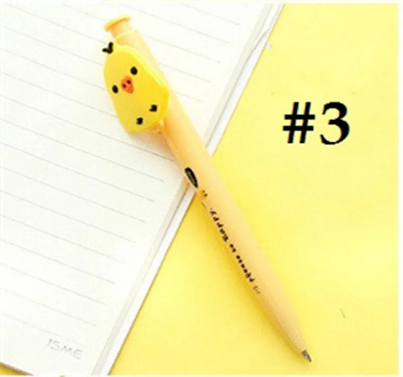 1 шт./лот, шариковая ручка с милым 3D Дизайном японской куклы из мультфильма 0,5 мм, шариковые ручки с милыми веточками, школьные офисные принадлежности - Цвет: NO3 Yellow Chicken