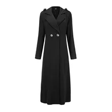 Sisjuly Зима Черные Длинные Шерстяные Пальто Женщин Осень Пальто Ветровка Теплая Мода Тонкий Кнопка Офис Дамы Элегантный Верхняя Одежда Пальто