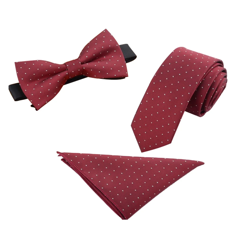  Men Jacquard Woven Bow Tie Necktie Handkerchief Wedding Party Pocket Square Set QNTIE0086