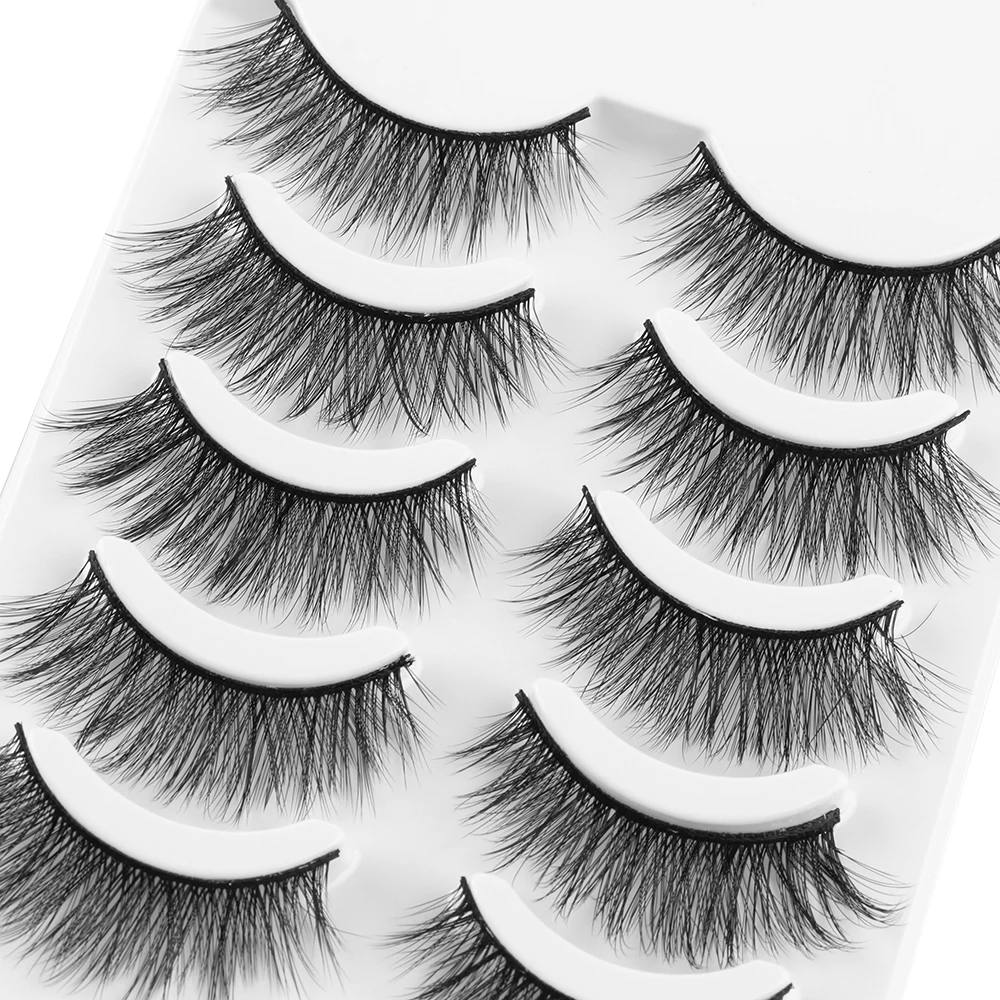 

5 Pairs 3D Mink Hair Natural Long False Eyelashes Thick Fluffy Wispies Eyelashes Extension Eye Makeup Tools Soft Handmade Lashes