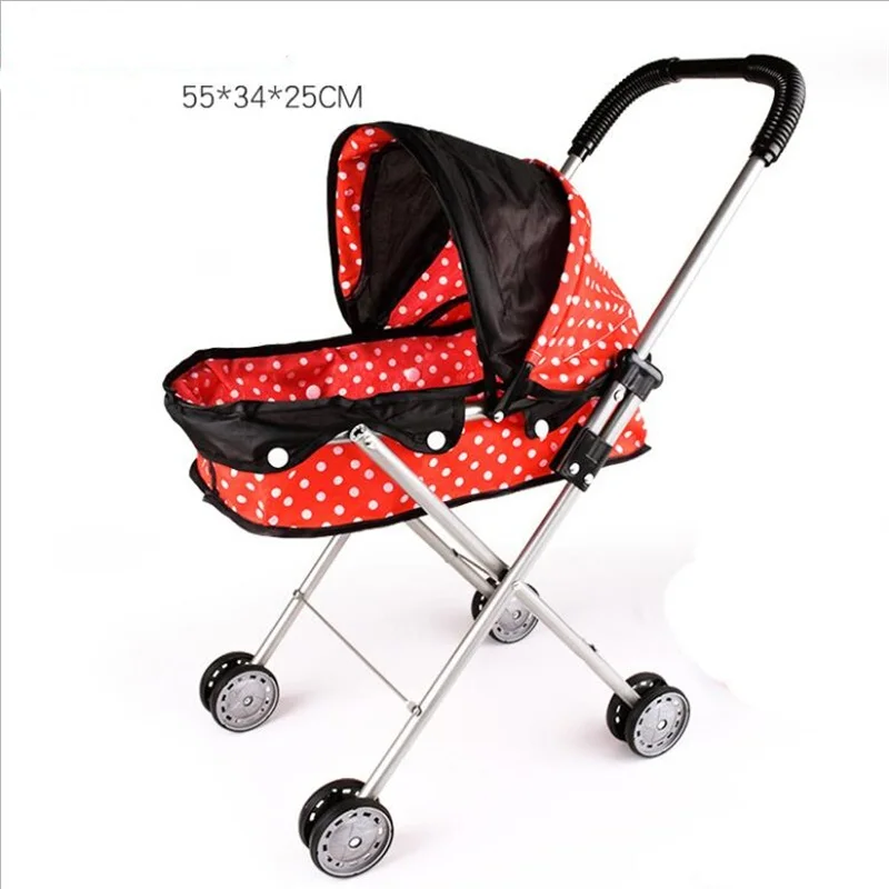 55 cm baby doll trolley Large iron cart toy and 20cm baby doll birthday present Playhouse toy baby gift Doll accessories - Color: res