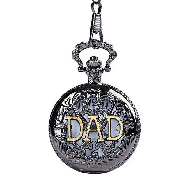 vintage-golden-golden-words-dad-black-antiques-hollow-out-men-and-woman-cowboy-chain-pocket-watches