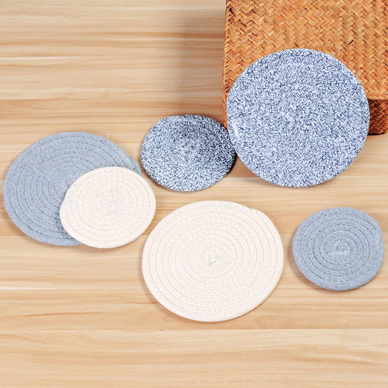 Insulated Solid Placemats Linen Non Slip Ramie Mat Nordic round table mat Anti Drink Coasters Kitchen tool for Home Decor | Дом и сад