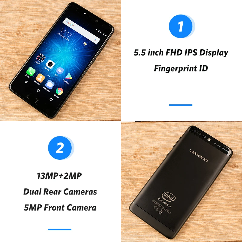 LEAGOO T5C 3 ГБ ОЗУ 32 Гб ПЗУ мобильный телефон Android 7 0 5 дюймов fhd Восьмиядерный 13.0MP + 2.0MP