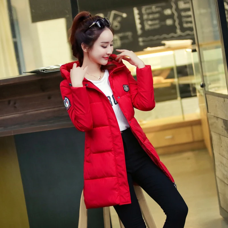 

2018 Women's New Winter Jacket Thicken Jacket Cotton Long Korean Slim Hooded Pure Student Large Size Femal Cotton Coat M-4XL