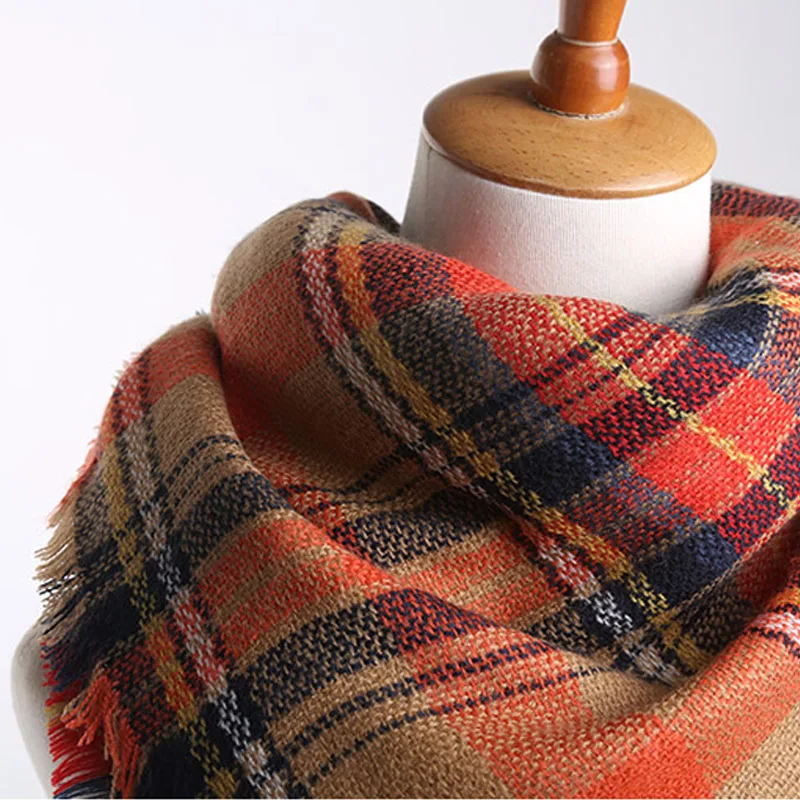 2019 Фирменный шарф квадратный коричневый клетчатый искусственный кашемир теплые