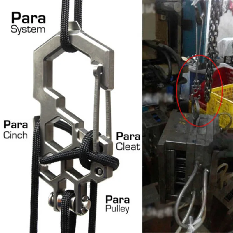 Открытый Многофункциональный инструмент EDC шестигранный ключ Para-Biner полиспаст карабин из нержавеющей стали открывалка веревка висячий шкив пряжка