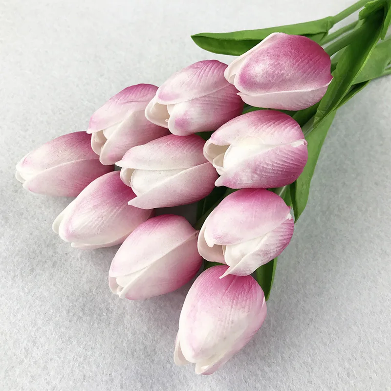 31 шт./лот искусственный букет из искусственной кожи, настоящие тюльпаны, вечерние цветы для украшения дома, свадьбы - Цвет: Rose purple