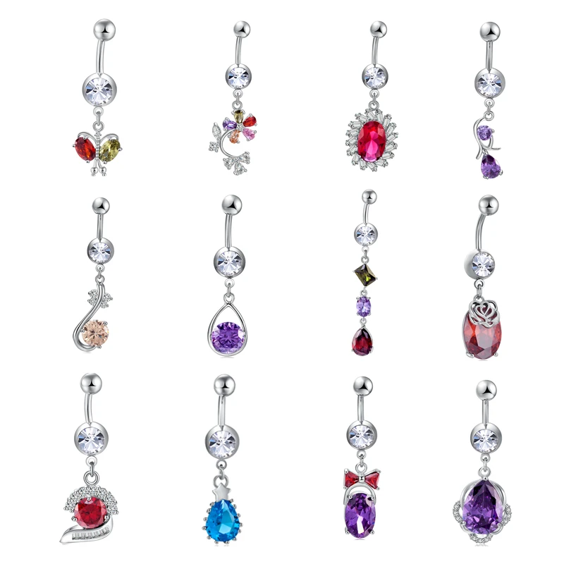 

2019 New Trendy Exquisite Fashionable Drop-shaped Zircon Lady Navel Ring Lndividual Color Crystal Women Belly Button Piercing
