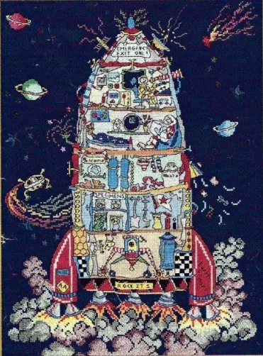 

Top Quality popular hotselling counted cross stitch kit rocket ship in the space ET Bothy Threads