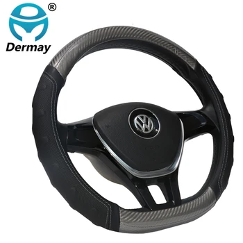 CARDAK Black Suede Yellow Marker Car Steering Wheel Cover for Volkswagen Golf 7 GTI Golf R MK7 VW Polo GTI Scirocco 2015 2016